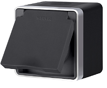 Розетка с заземлением накладная Werkel Gallant 1-м. IP44 черный с серебром картинка